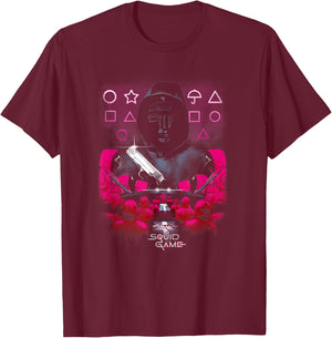 Squid Game Front Man Geometric Poster T-Shirt - T-Shirt | Maroon