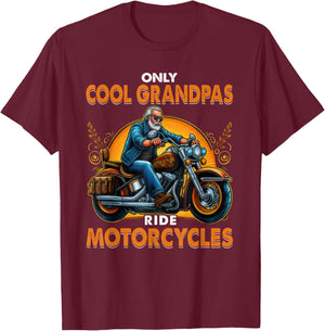 Only Cool Grandpa Ride Motorcycles Biker Motorcycle Grandpa T-Shirt - T-Shirt | Maroon