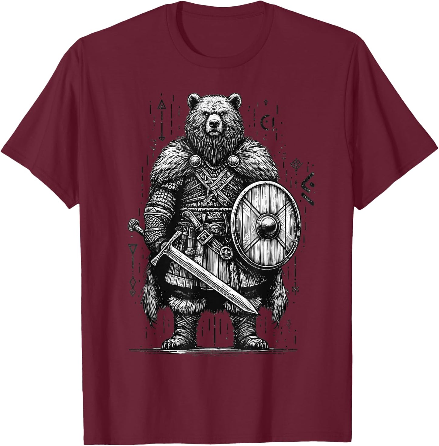 Viking Bear Warrior Odin Berserker Norse Bear Warrior T-Shirt - T-Shirt | Maroon