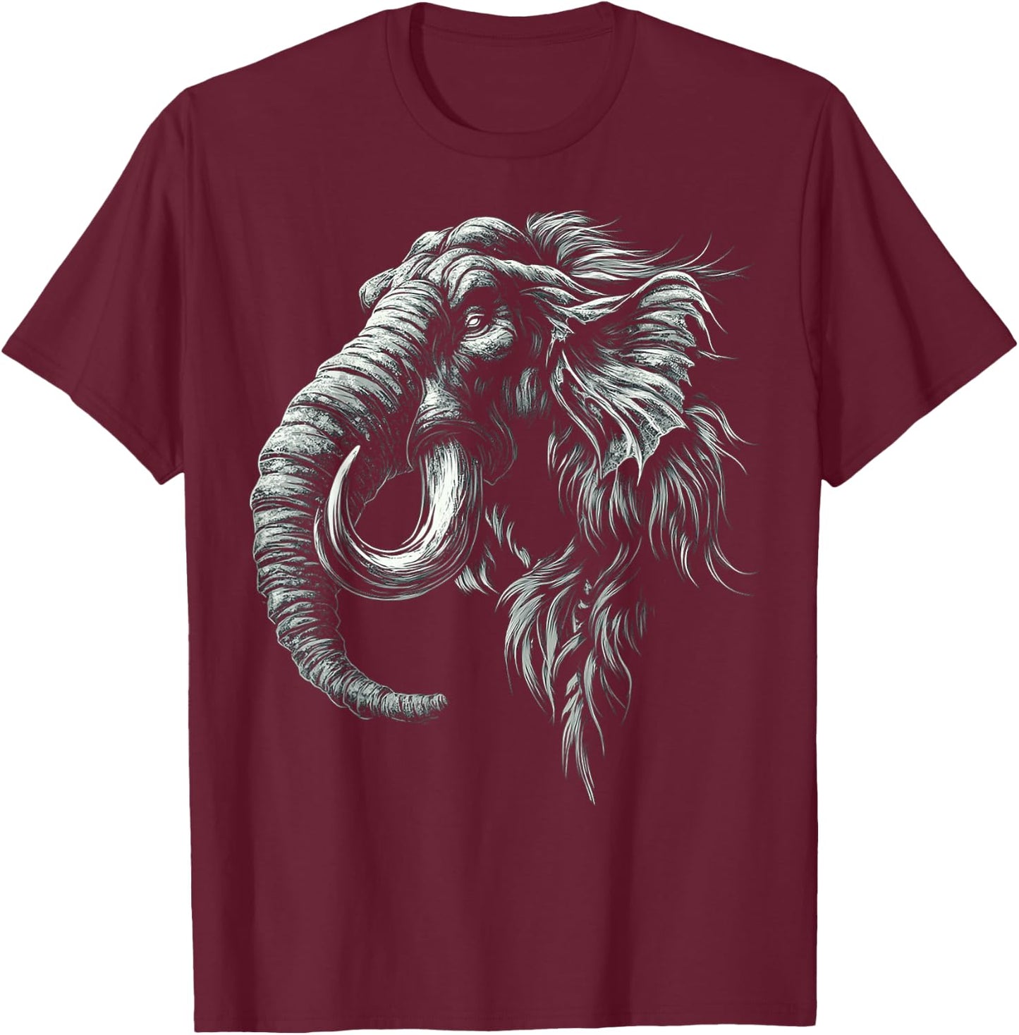 Mammoth Mythical Motif Fantasy Art Mammoth T-Shirt - T-Shirt | Maroon