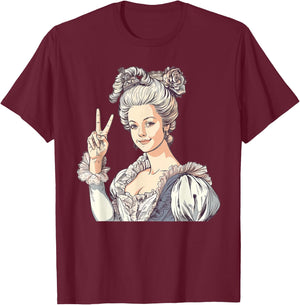 Marie Antoinette Showing The Peace Sign T-Shirt - T-Shirt | Maroon