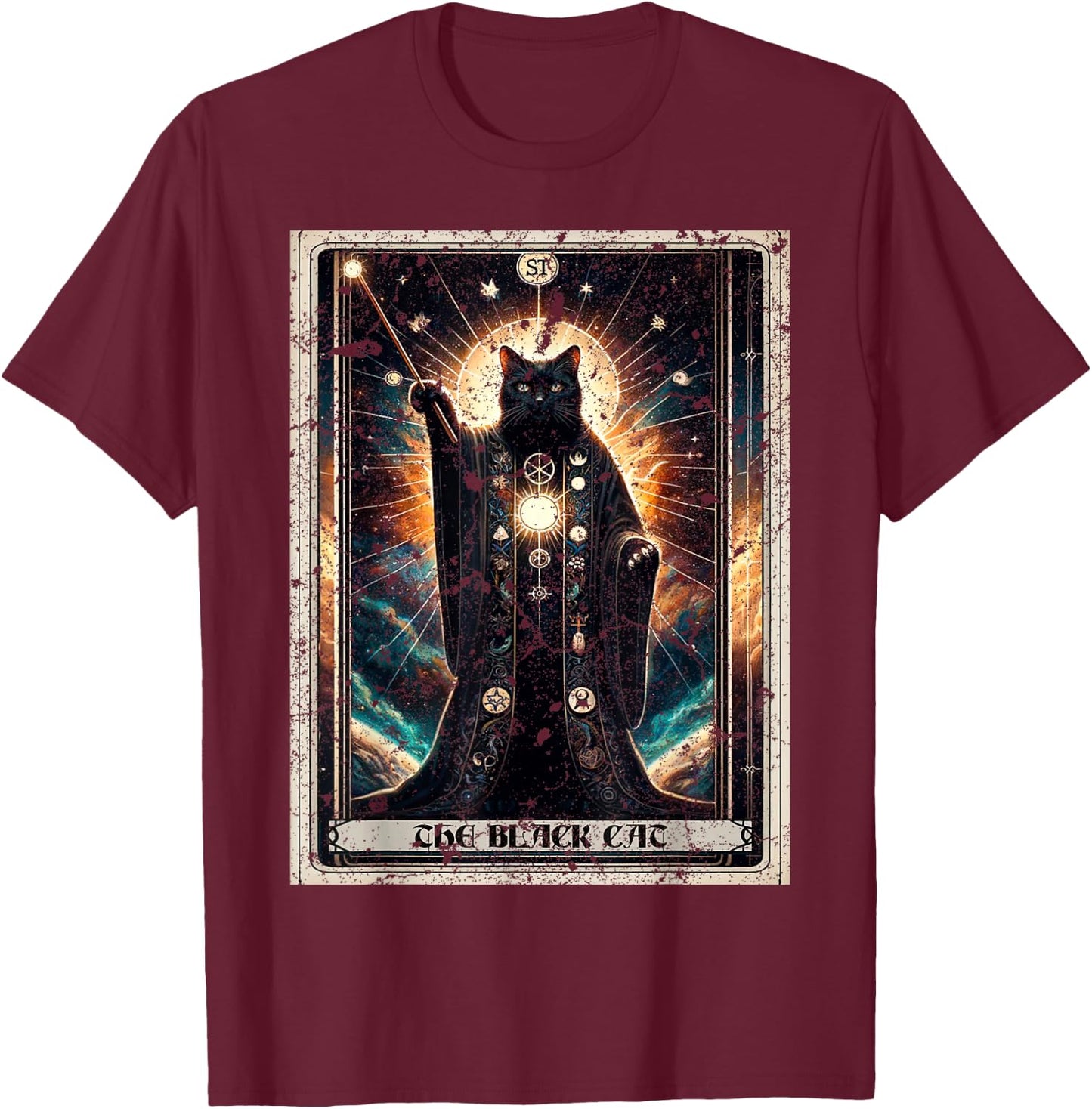 Cat Black T-Shirt - T-Shirt | Maroon