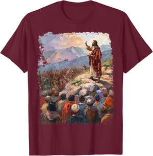 Sermon on the Mount Jesus Christ T-Shirt - T-Shirt | Maroon