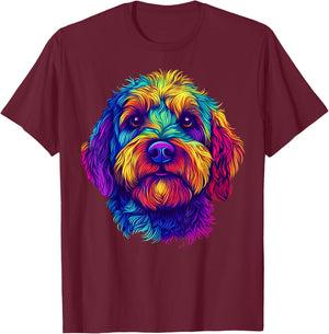 Colorful Aussiedoodle Dog Lover Cute Puppy Men Women Black T-Shirt - T-Shirt | Maroon