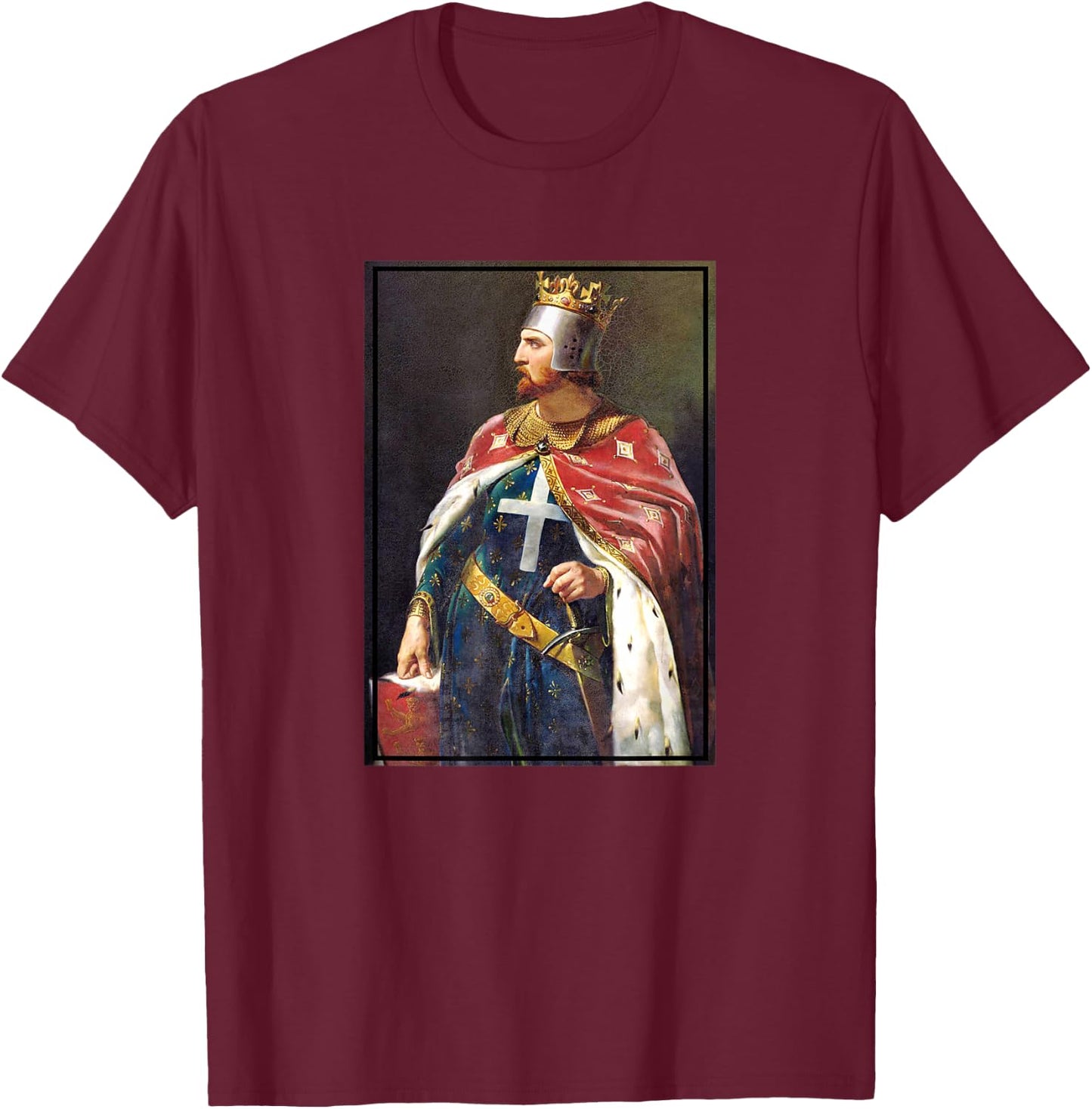 Richard The Lionheart Portrait Painting (1841) T-Shirt - T-Shirt | Maroon