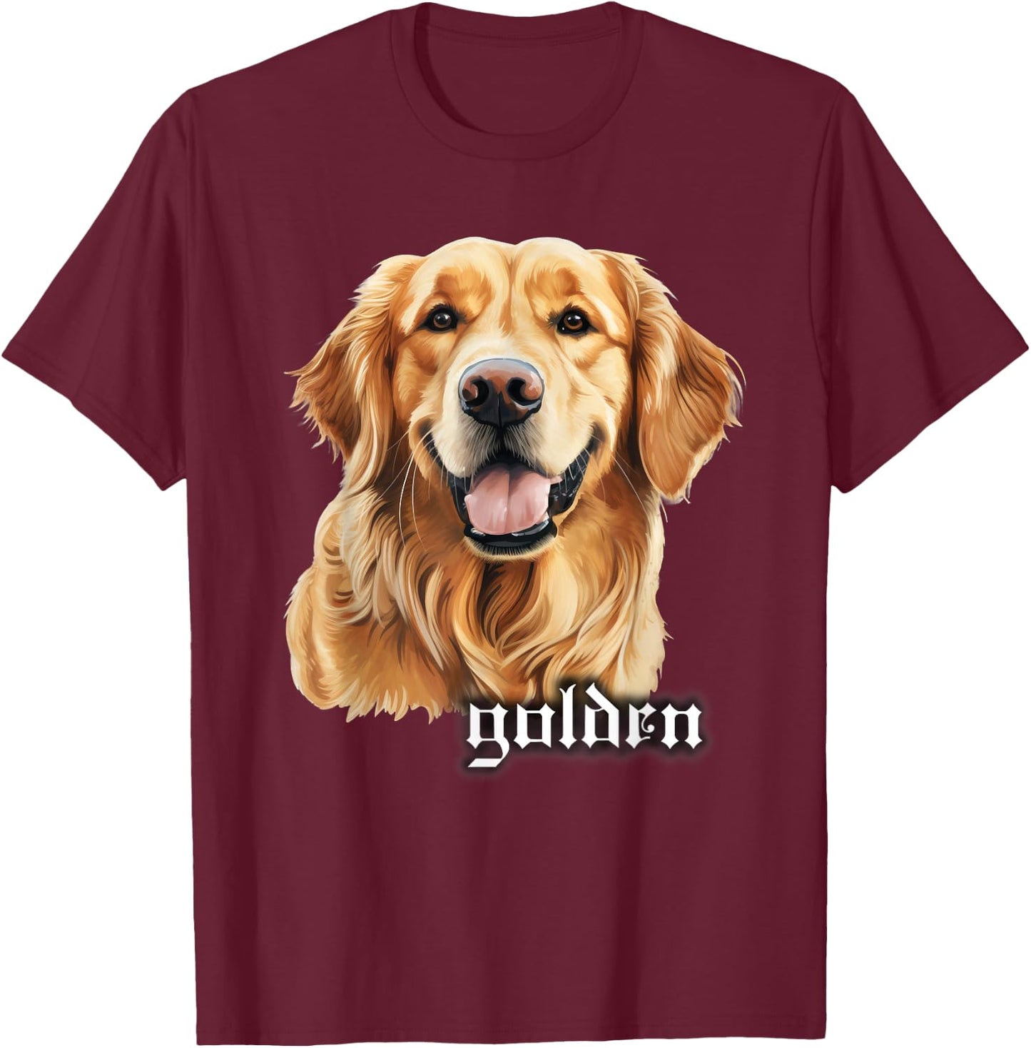Golden Retriever Portrait T-Shirt - T-Shirt | Maroon