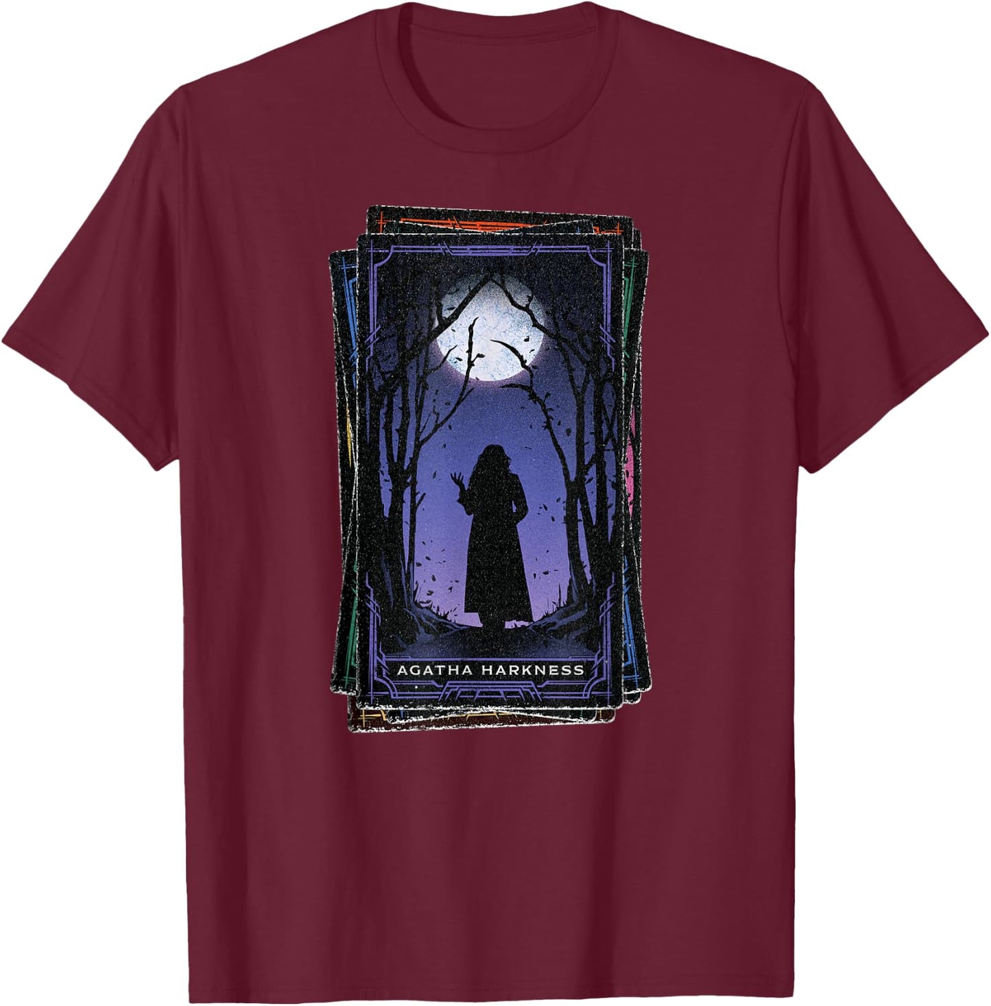 Marvel Agatha All Along Disney+ Agatha Harkness Tarot Card T-Shirt - T-Shirt | Maroon