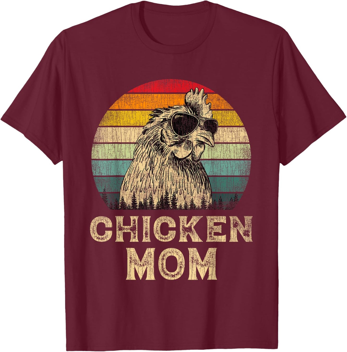 Vintage Chicken Mom Chicken Lovers Mommy Mother's Day T-Shirt - T-Shirt | Maroon