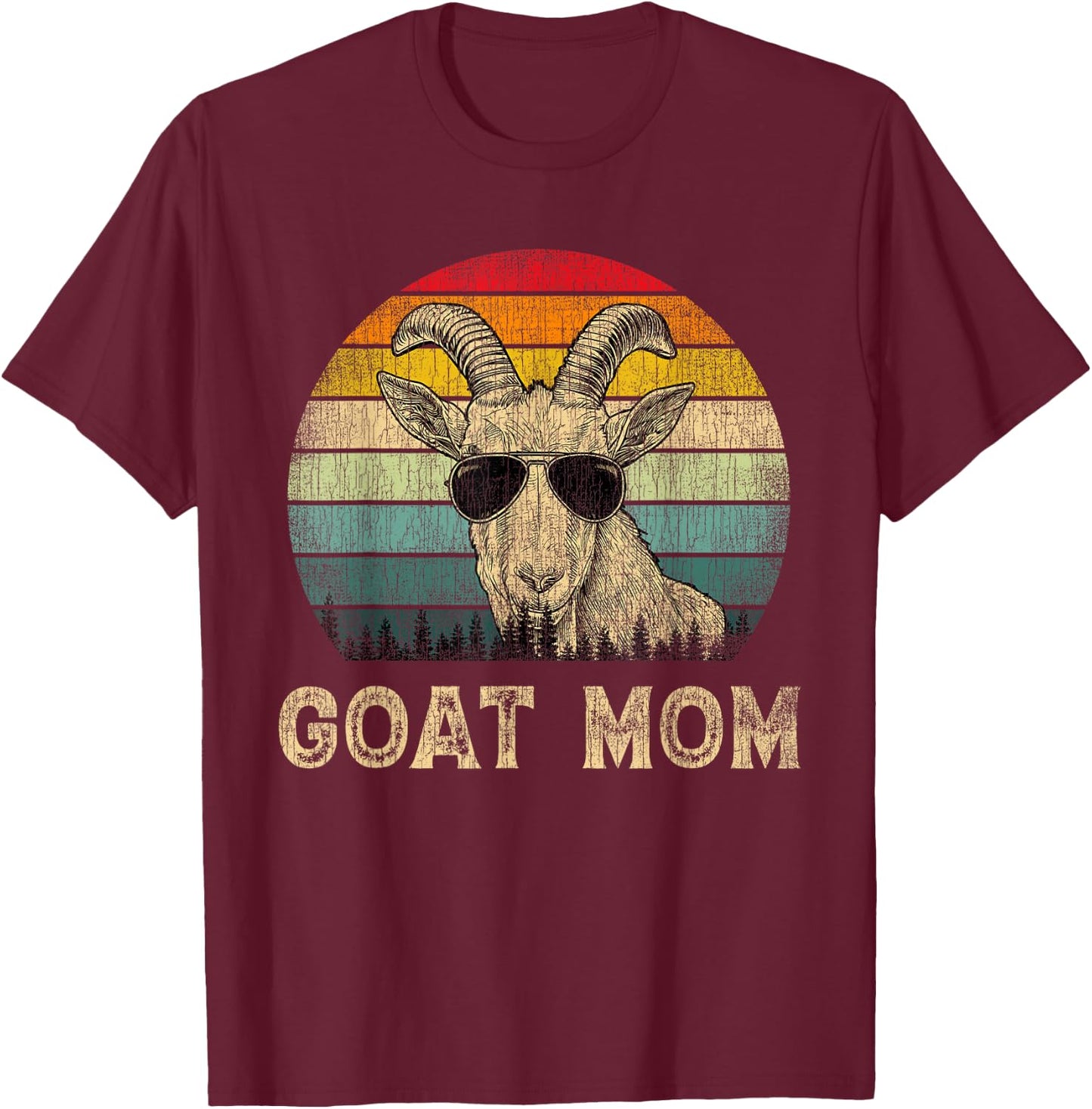Vintage Goat Mom Goat Lovers Mommy Mother's Day T-Shirt - T-Shirt | Maroon