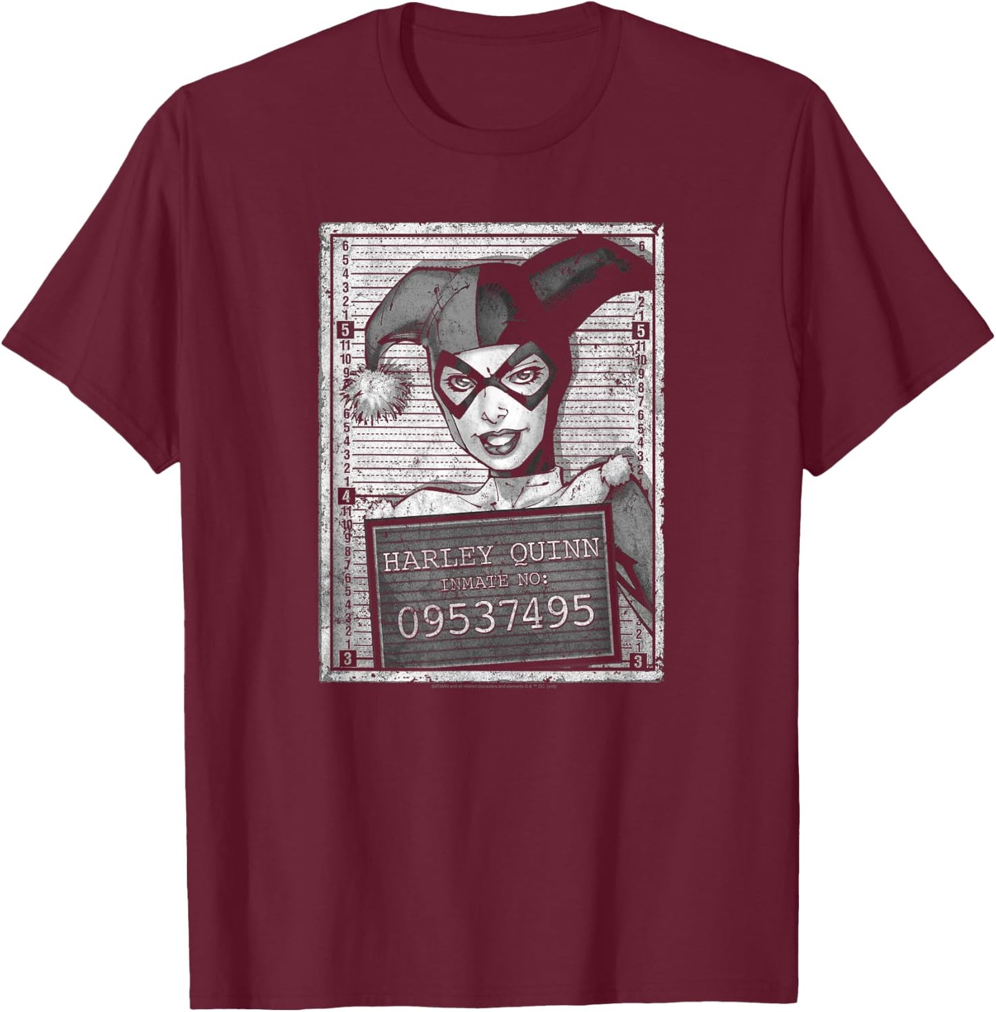 Batman Harley Quinn Inmate T-Shirt - T-Shirt | Maroon