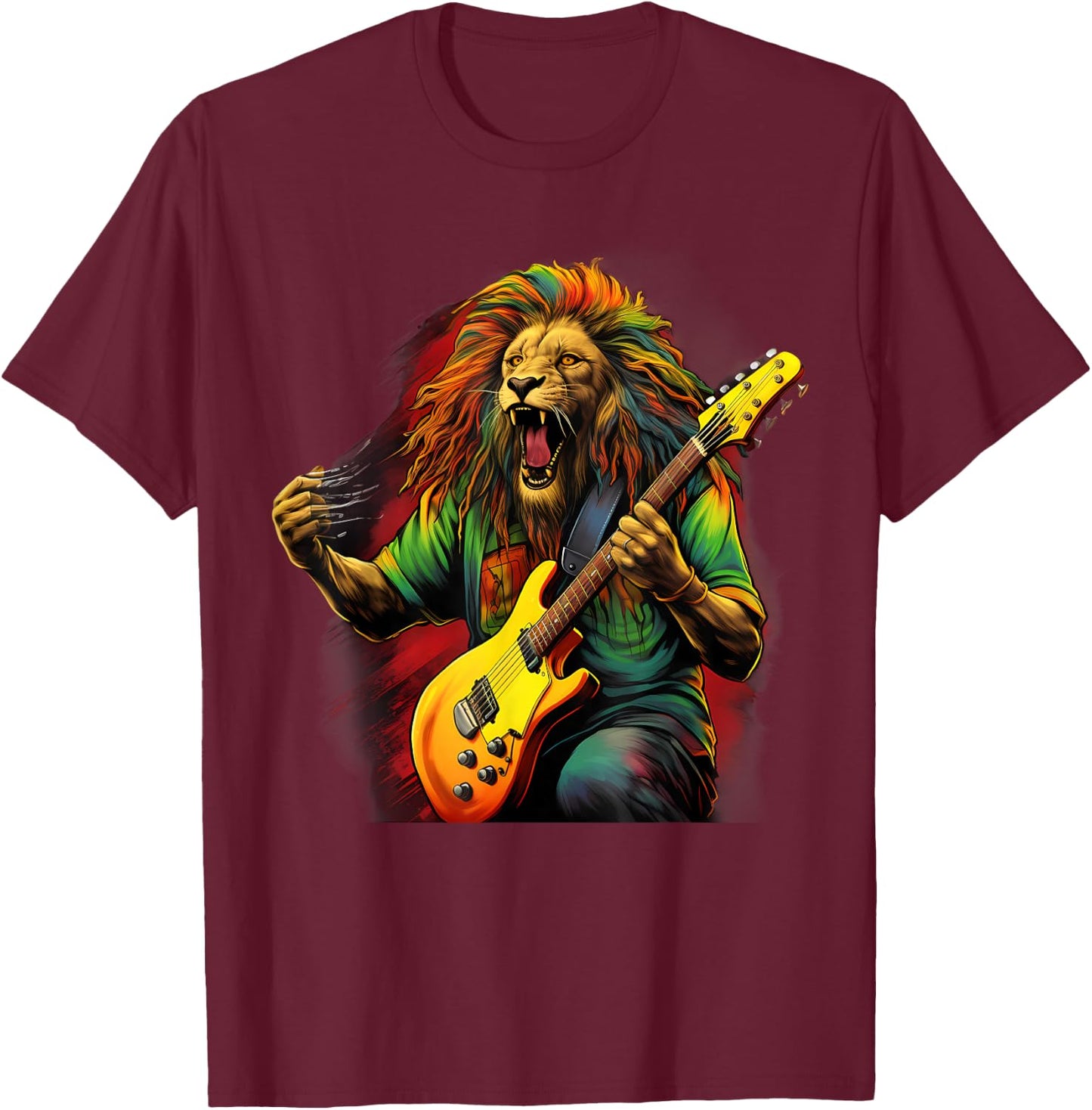 Rasta Reggae Lion Jamaican Roots Lion of Judah Reggae Music T-Shirt - T-Shirt | Maroon