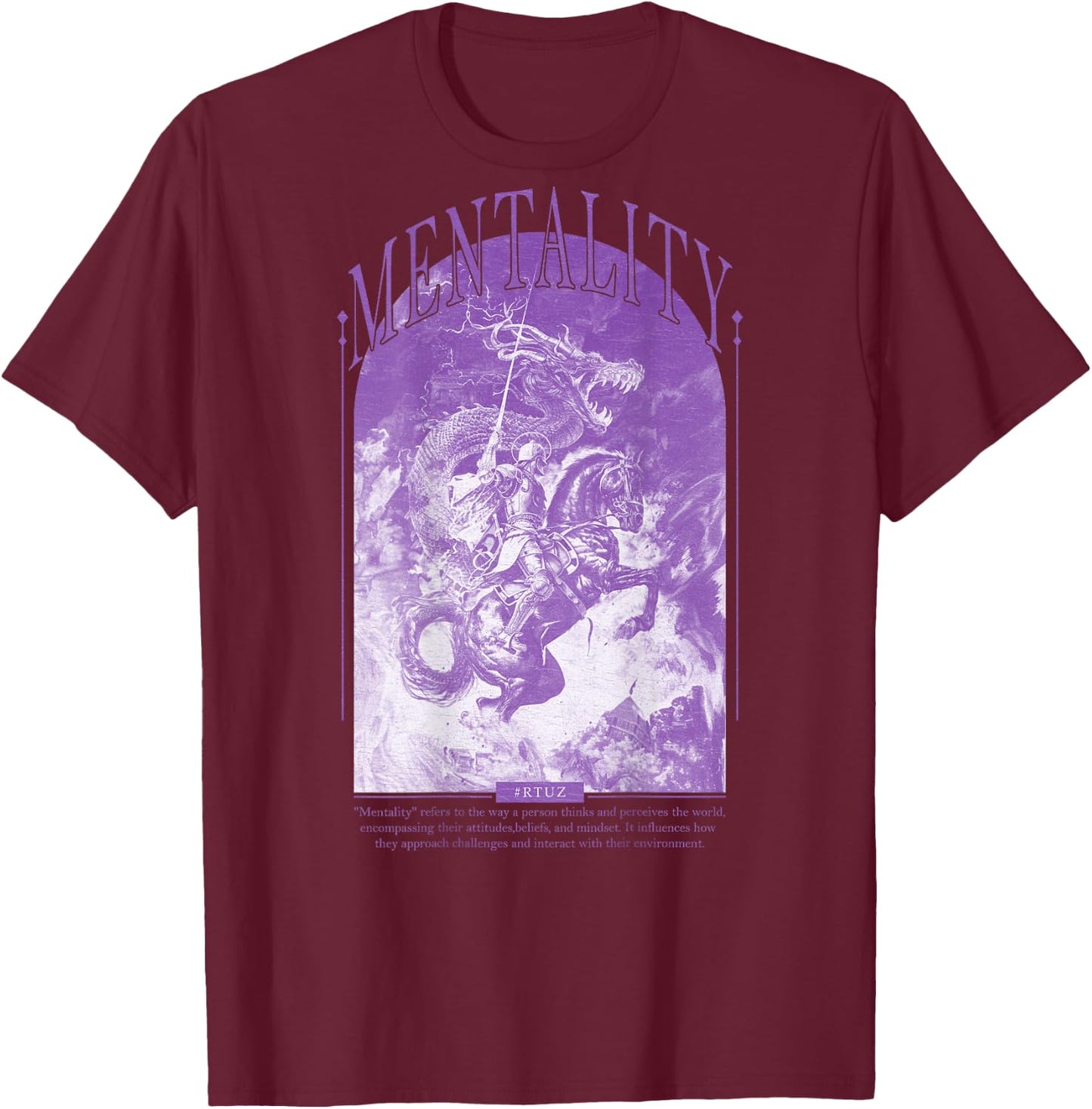 Hip Hop Vintage Hipster Edgy Urban Y2K Back Print Streetwear T-Shirt - T-Shirt | Maroon