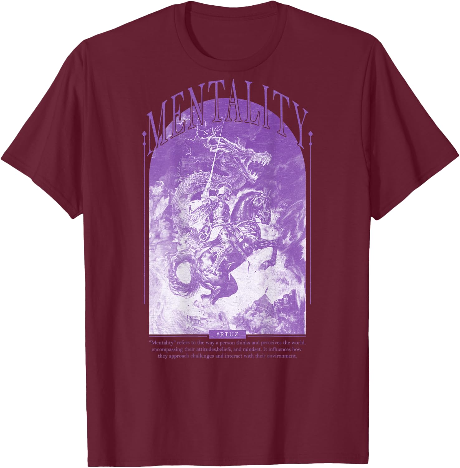 Hip Hop Vintage Hipster Edgy Urban Y2K Back Print Streetwear T-Shirt - T-Shirt | Maroon