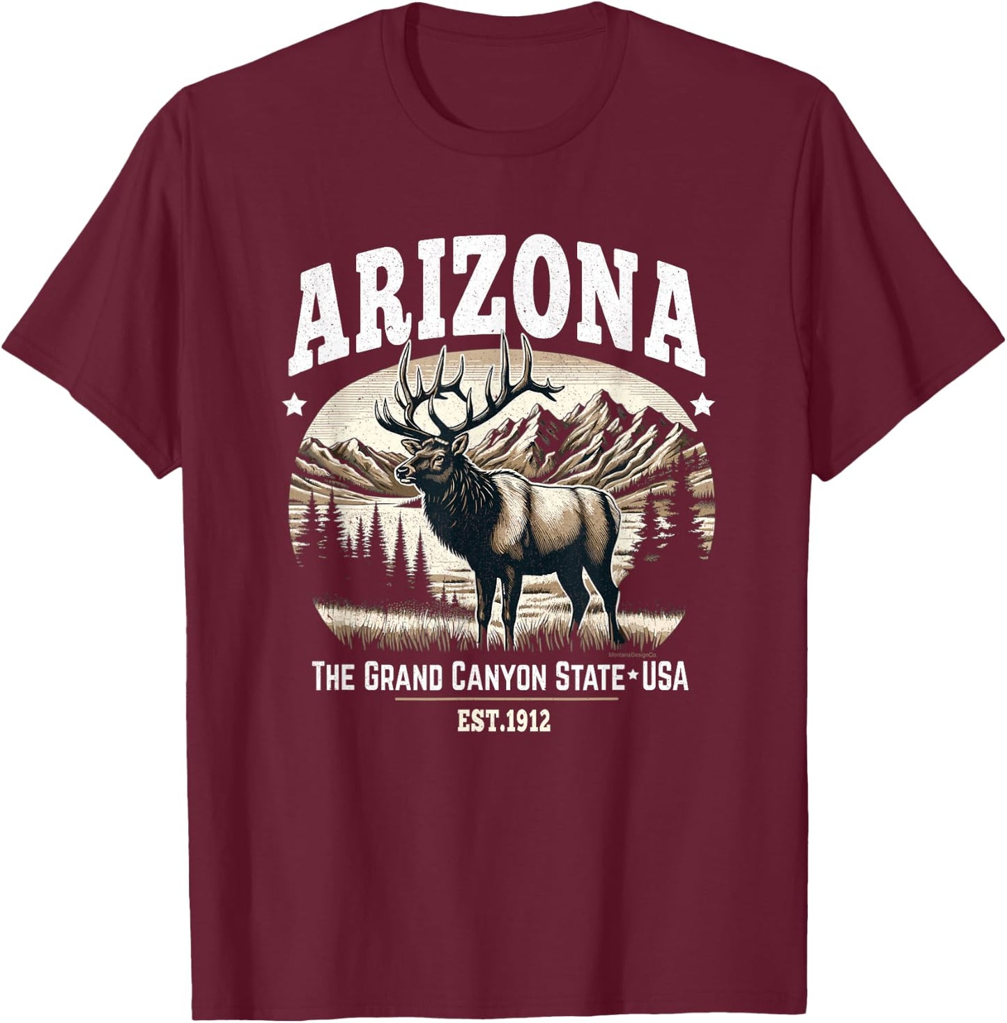 Arizona Rocky Mountain Elk, The Grand Canyon State T-Shirt - T-Shirt | Maroon