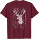 Deer Hunting American Flag Camo Buck Silhouette (on Back) Kids Men T-Shirt - T-Shirt | Maroon