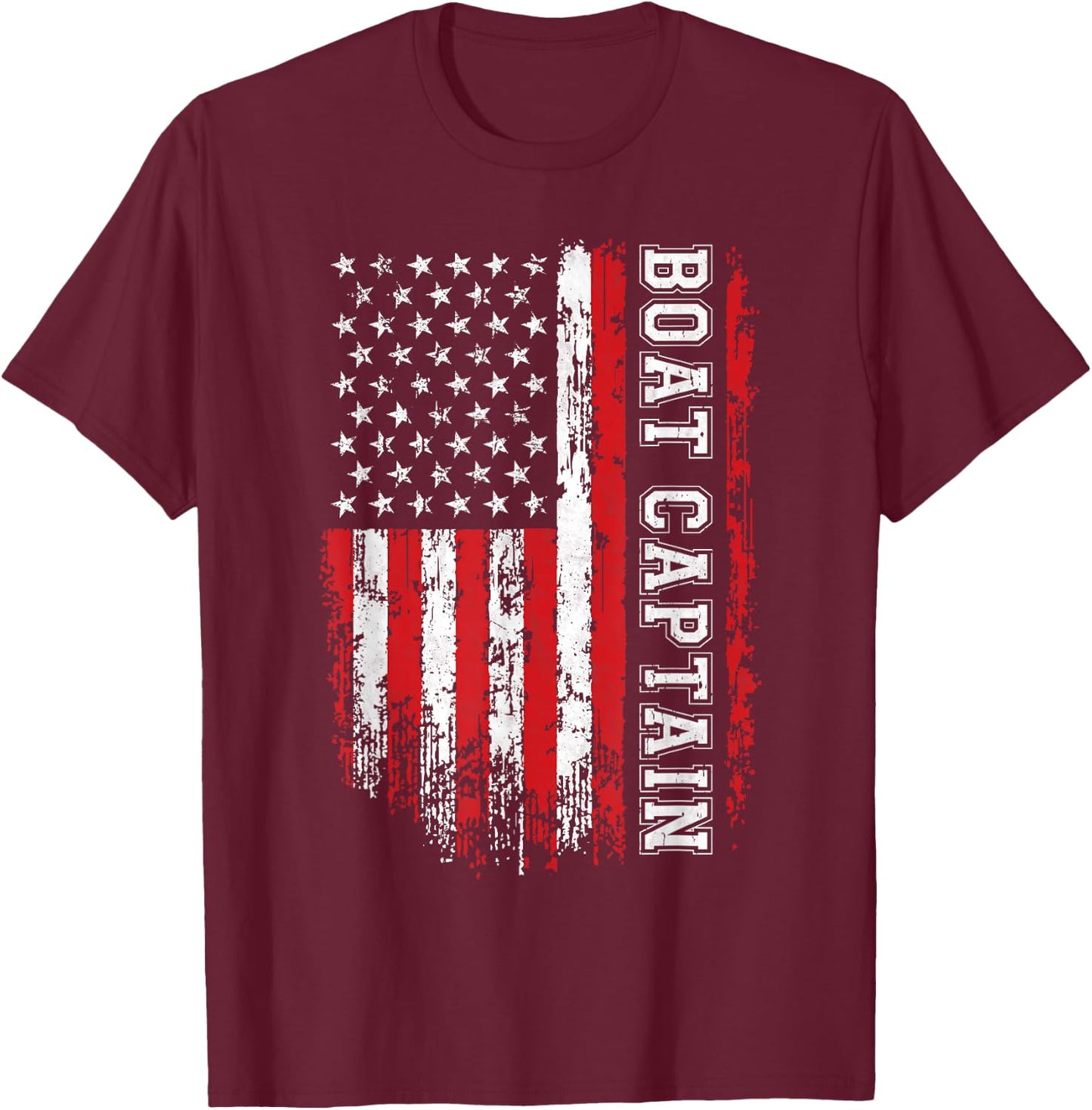 Boat Captain American Flag Boating T-Shirt - T-Shirt | Maroon