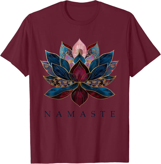 Namaste Lotus Flower Zen Buddhism Yogi Buddhist Buddha Yoga T-Shirt - T-Shirt | Maroon
