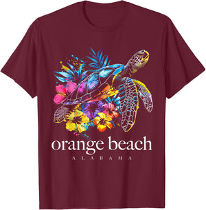 Orange Beach Alabama Florida Sea Turtle Souvenir T-Shirt - T-Shirt | Maroon