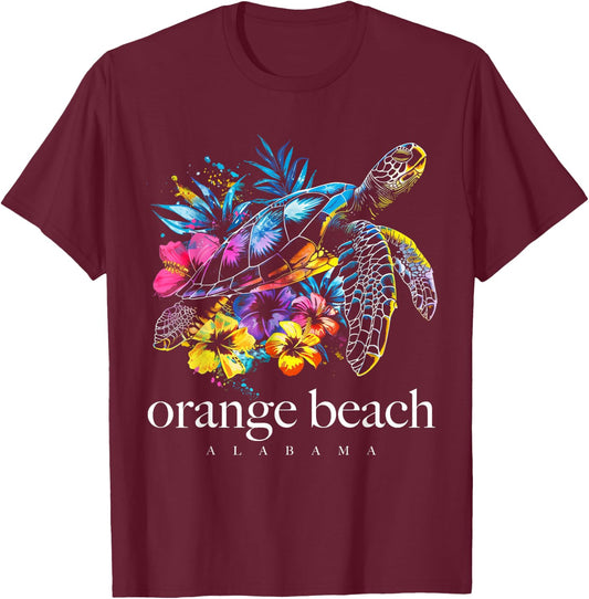 Orange Beach Alabama Florida Sea Turtle Souvenir T-Shirt - T-Shirt | Maroon