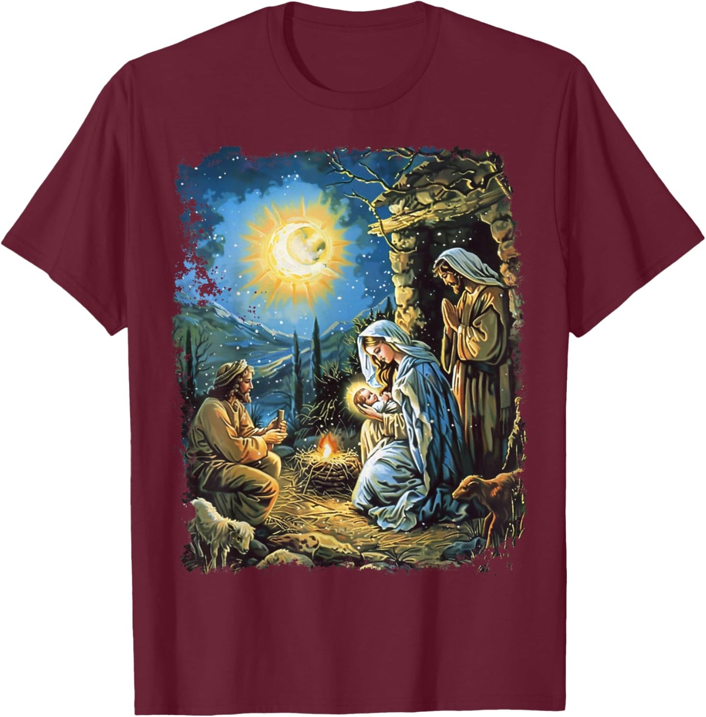 Birth of Jesus Christ T-Shirt - T-Shirt | Maroon