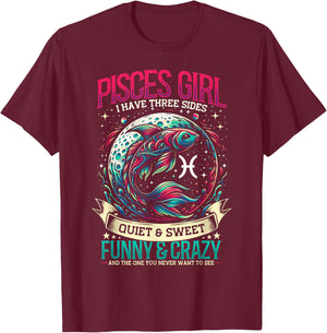 Pisces Zodiac Sign Moon Astrology Star Sign, Pisces Girl T-Shirt - T-Shirt | Maroon
