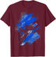 Blue And Black Artistic Splash Graphic T-Shirt - T-Shirt | Maroon
