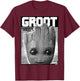 Marvel Guardians of The Galaxy Vol 2 Big Face Groot Poster T-Shirt - T-Shirt | Maroon