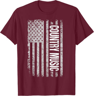 Proud American Flag Country Music Deep South T-Shirt - T-Shirt | Maroon