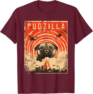 Pugzilla Design for Pug Owner Retro Vintage Apparel Pugs T-Shirt - T-Shirt | Maroon