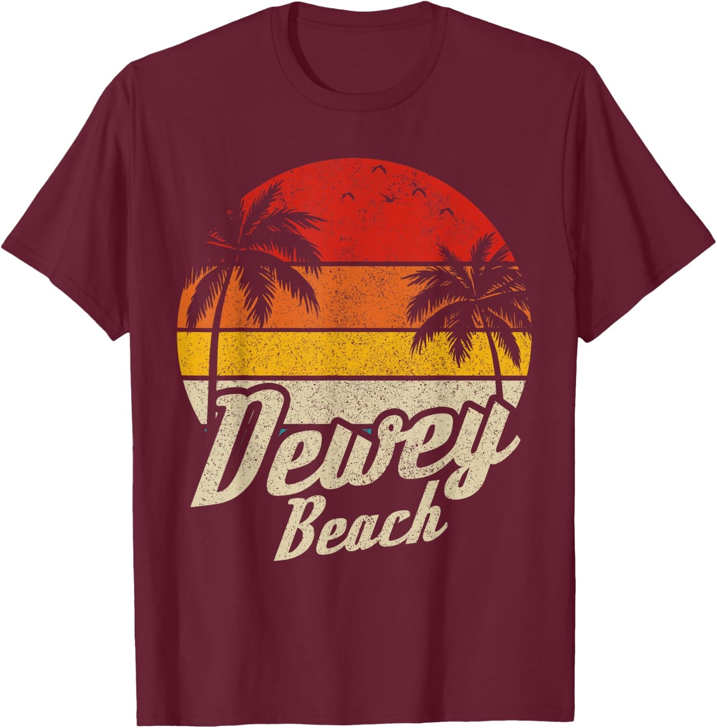 Dewey Beach Delaware Vintage Surfer Surf Retro Vacation T-Shirt - T-Shirt | Maroon