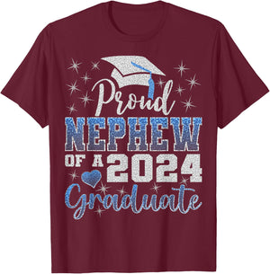 Super Proud Nephew of 2024 Graduate Awesome Family College T-Shirt - T-Shirt | Maroon