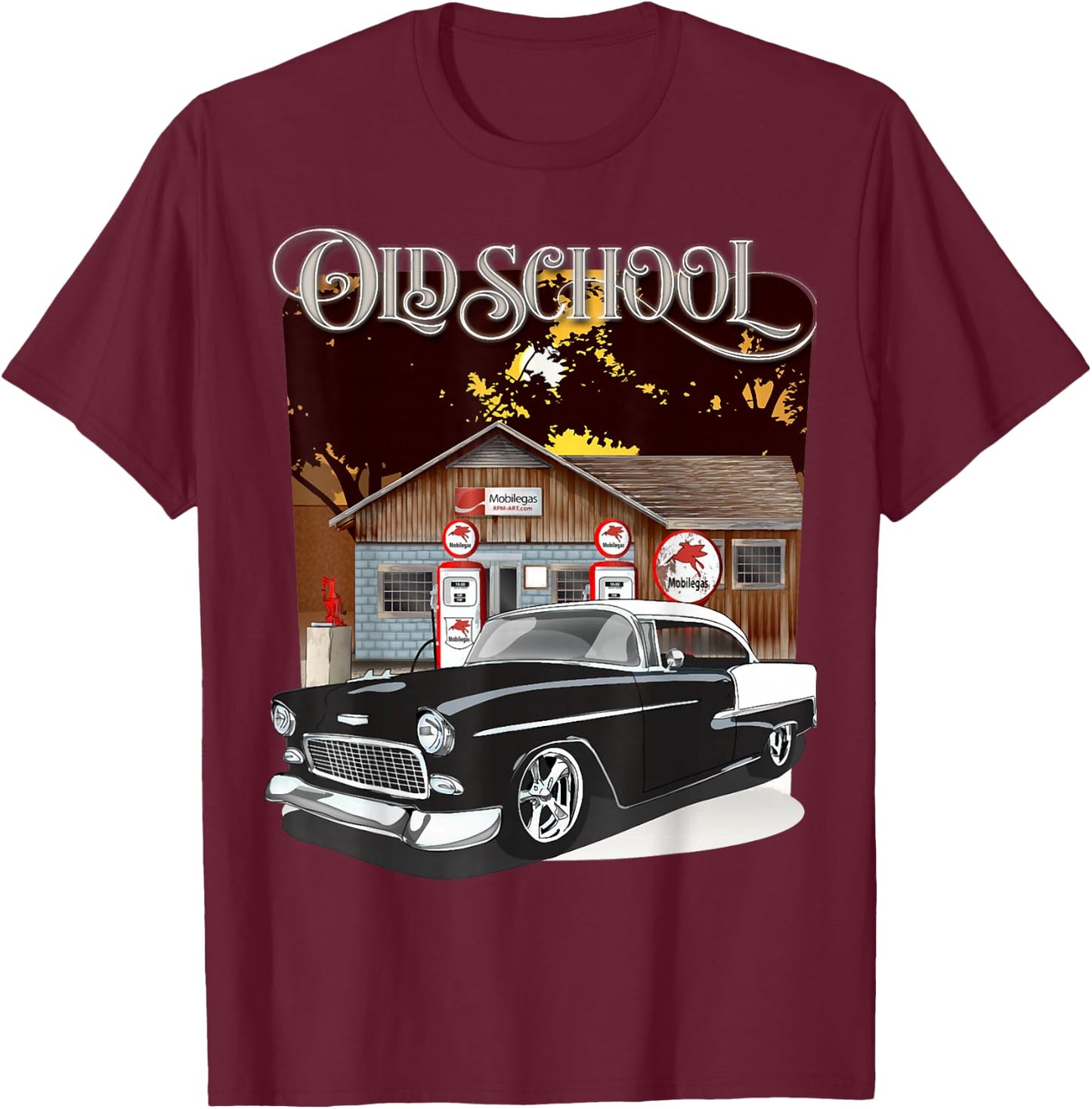 1955 55 chevys bel air Classic Vintage Muscle car Old School T-Shirt - T-Shirt | Maroon