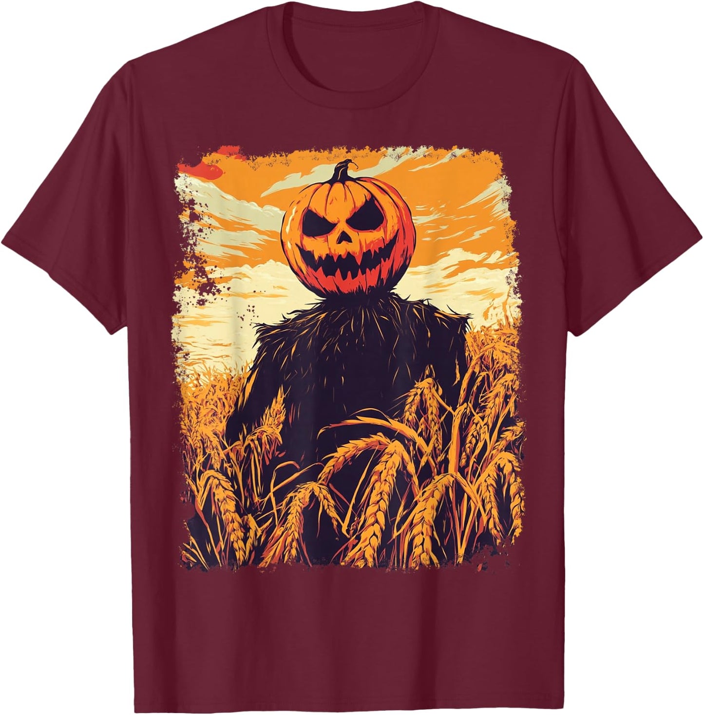 Halloween Pumpkin Man T-Shirt - T-Shirt | Maroon