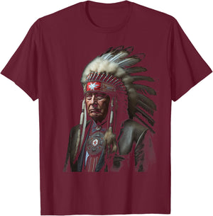 Trump Native American Indian Warrior Native American Trump T-Shirt - T-Shirt | Maroon