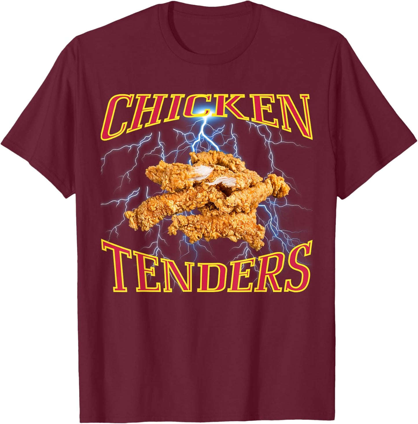 Chicken Tenders Funny Heavy Metal, Rap Bootleg Style Retro T-Shirt - T-Shirt | Maroon