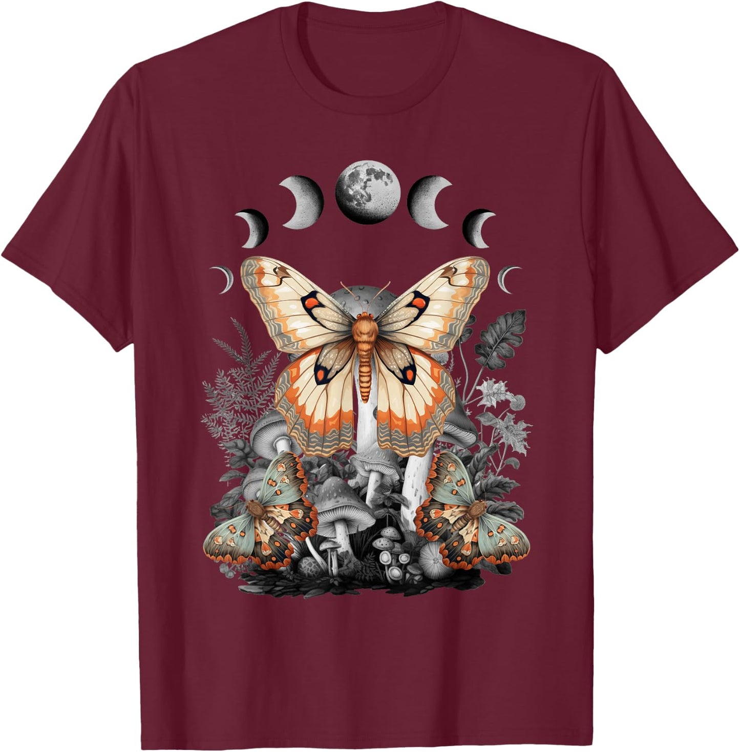 Fairycore Fairy Butterfly Moth Grunge Mushroom Y2K Aesthetic T-Shirt - T-Shirt | Maroon