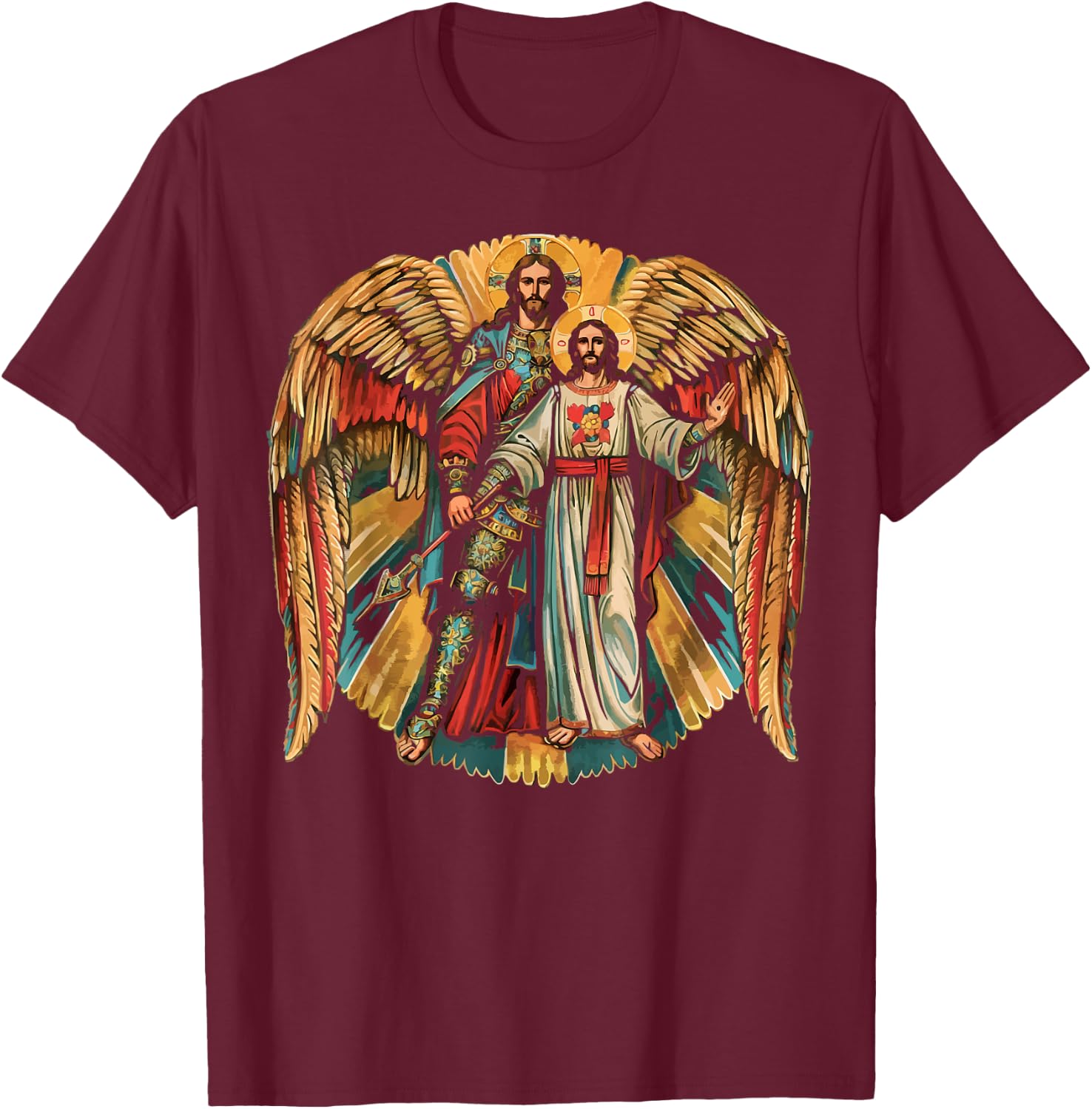 Archangel Gabriel Catholic Christianity Guardian Angel T-Shirt - T-Shirt | Maroon