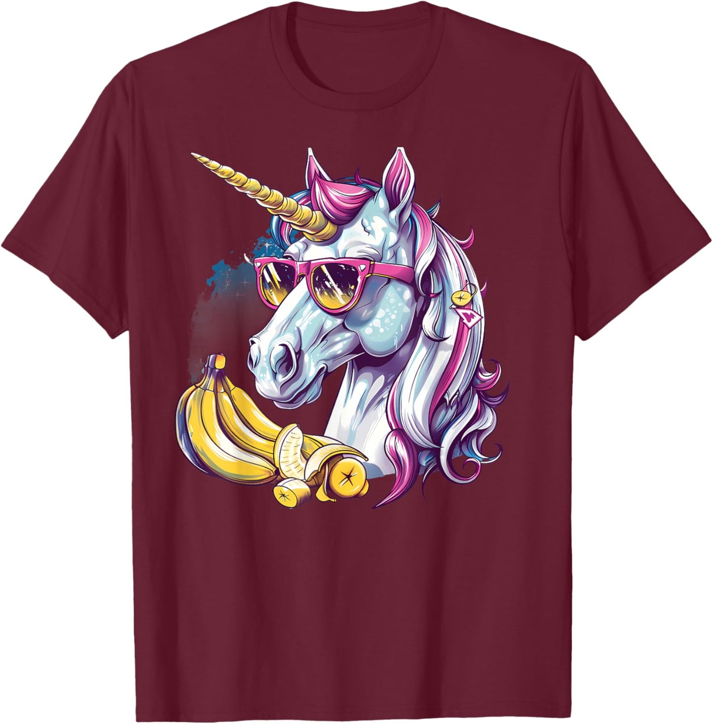 Banana Unicorn Portrait Artwork Banana Lover Bananas Fruit T-Shirt - T-Shirt | Maroon
