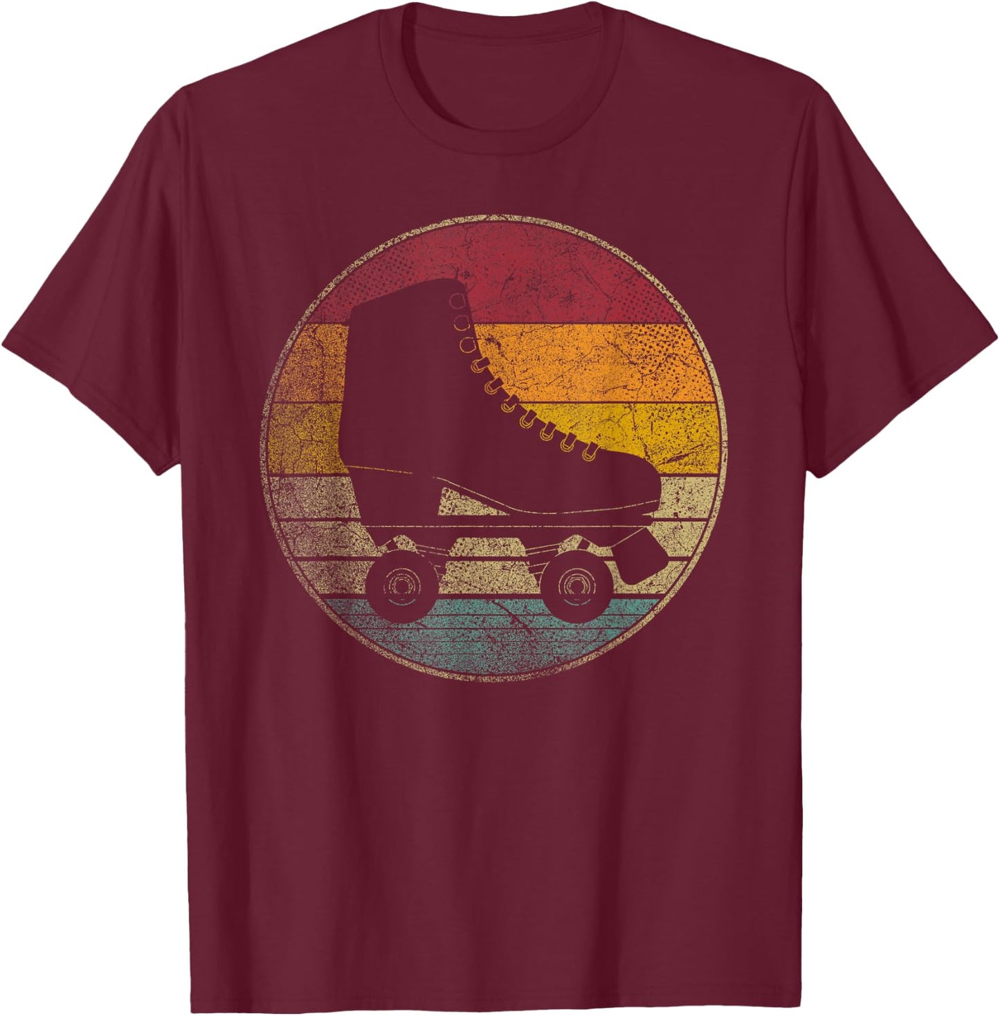 Roller Skates Rink Skating Skater Vintage Retro 70s 80s Gift T-Shirt - T-Shirt | Maroon