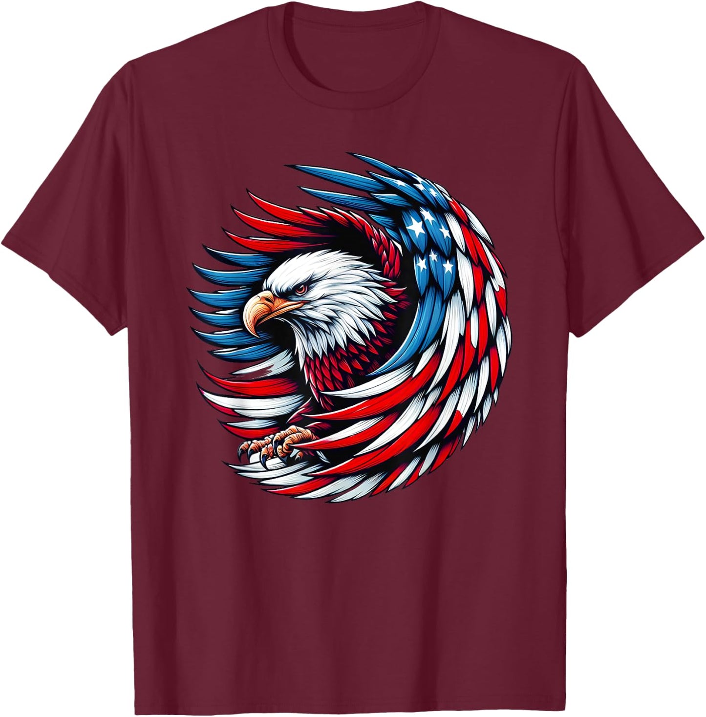 American Bald Eagle USA Flag 4th of July Patriotic Eagle Kids Men T-Shirt - T-Shirt | Maroon