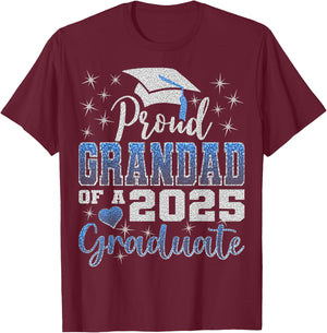 Super Proud Grandad of 2025 Graduate Awesome Family College T-Shirt - T-Shirt | Maroon