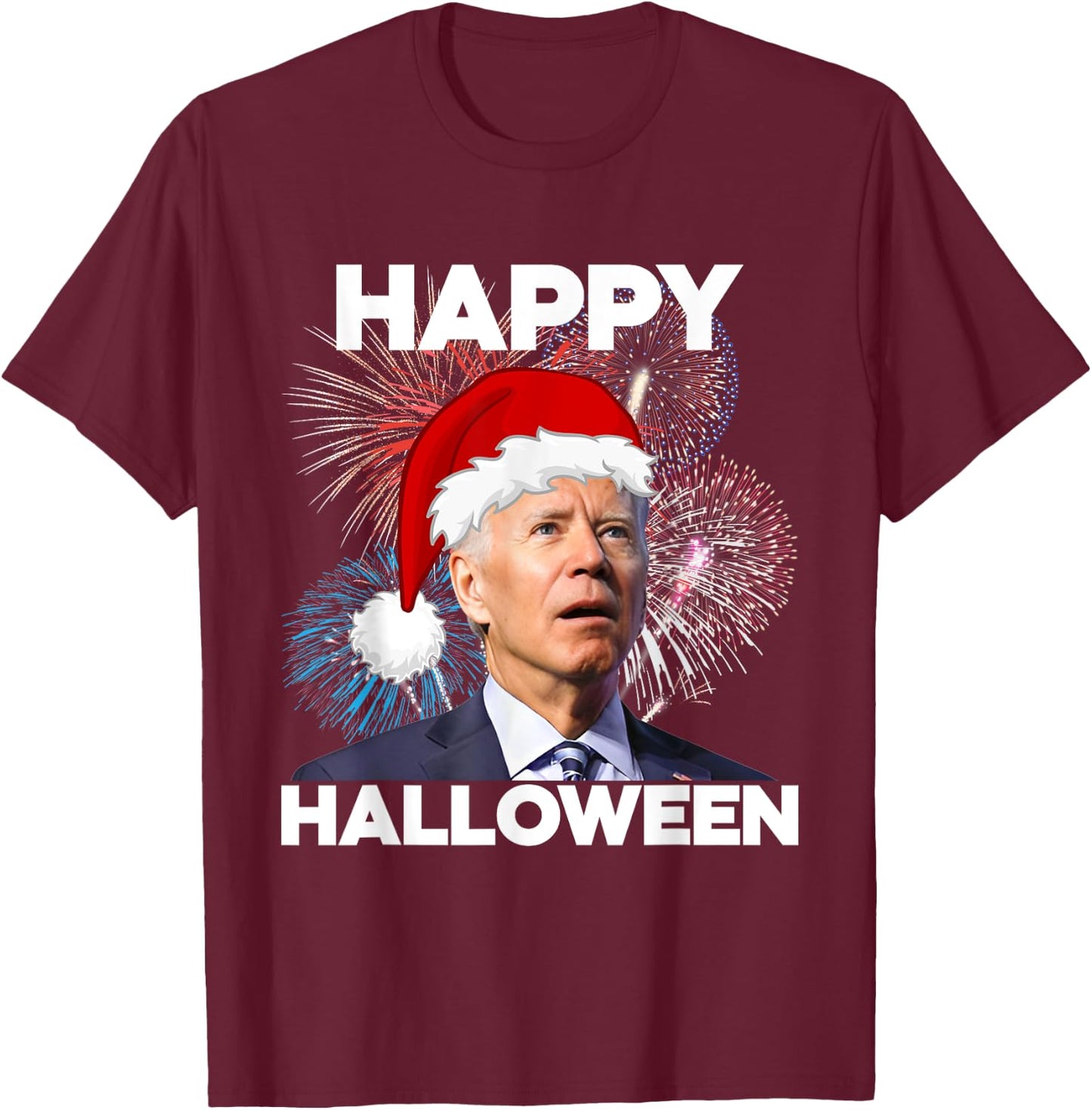 Funny Joe Biden 4th Of July Happy Halloween American US Flag T-Shirt - T-Shirt | Maroon