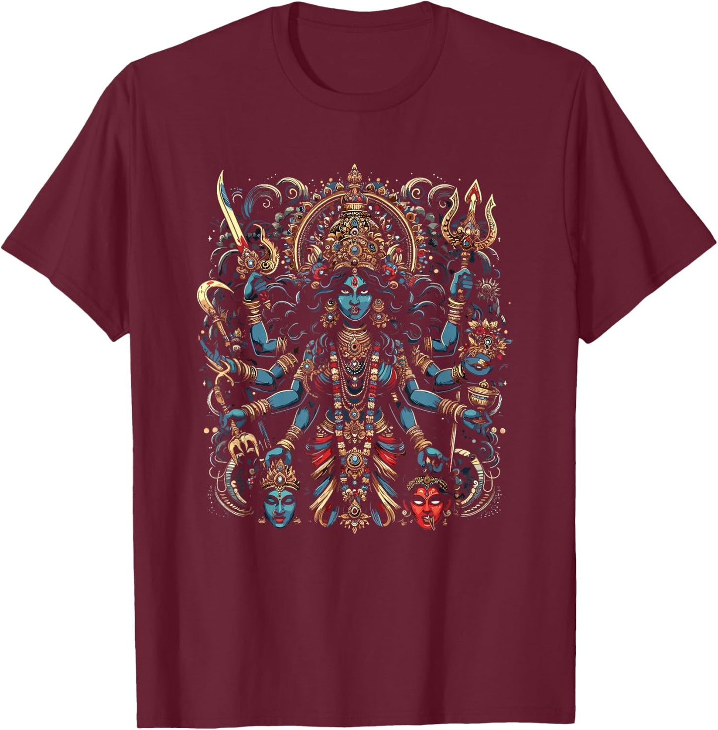 Kali Hindu Goddess Of Death Warrior Mother Fierce T-Shirt - T-Shirt | Maroon