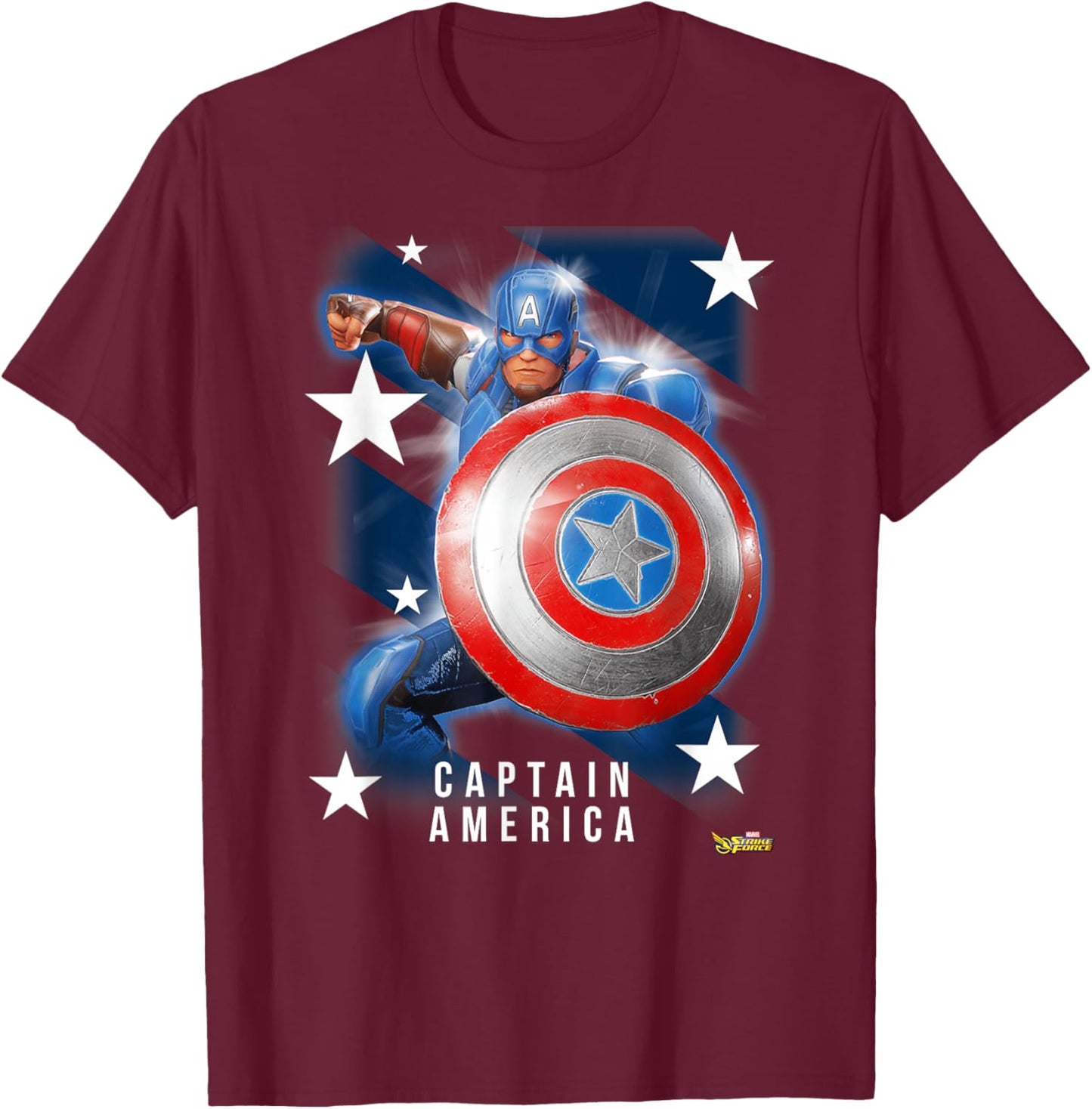 Marvel Strike Force Captain America Graphic T-Shirt - T-Shirt | Maroon