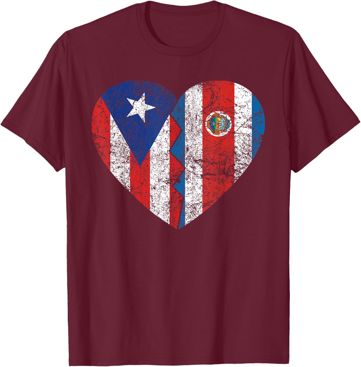 Costa Rican Puerto Rican Flags | Puerto Rico Costa Rica T-Shirt - T-Shirt | Maroon