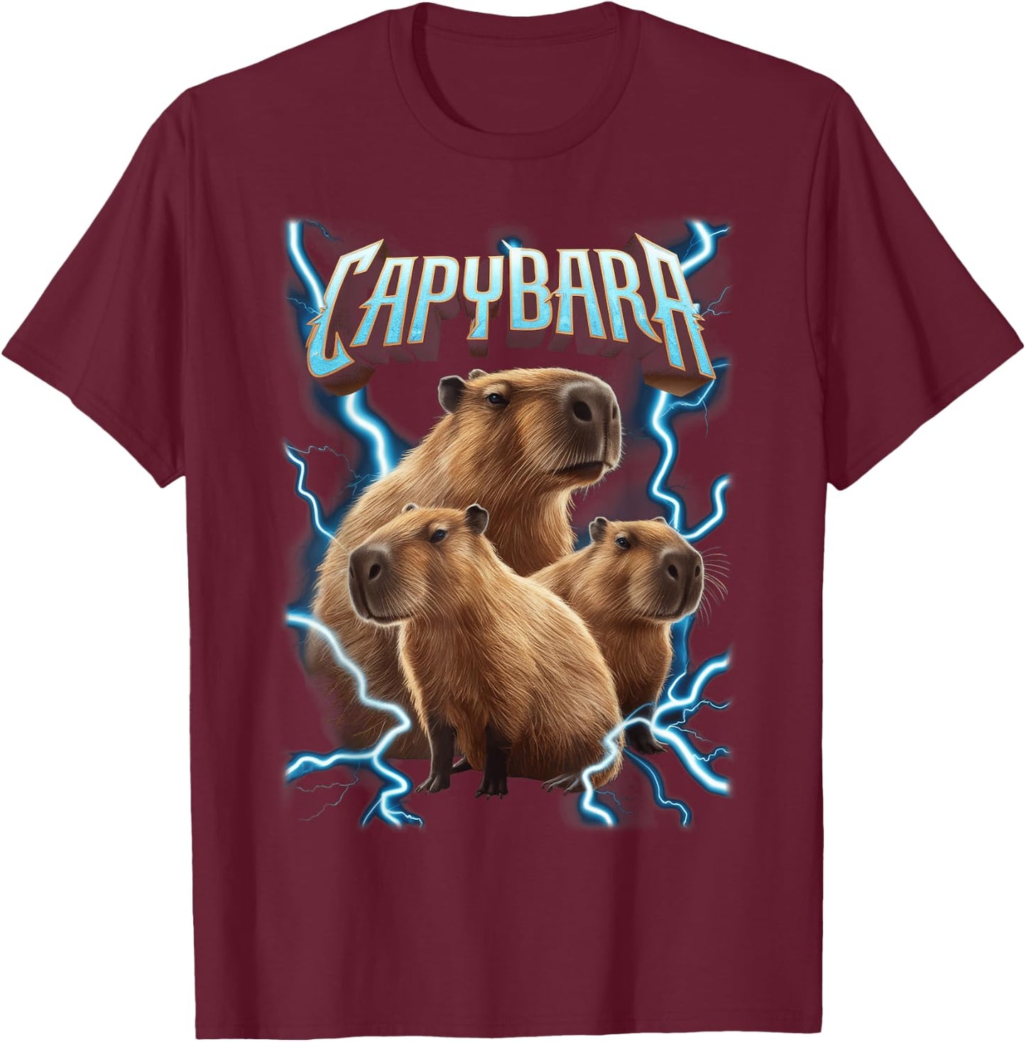 Capybara Heavy Metal Christmas Shirt | Funny Holiday Gifts T-Shirt - T-Shirt | Maroon