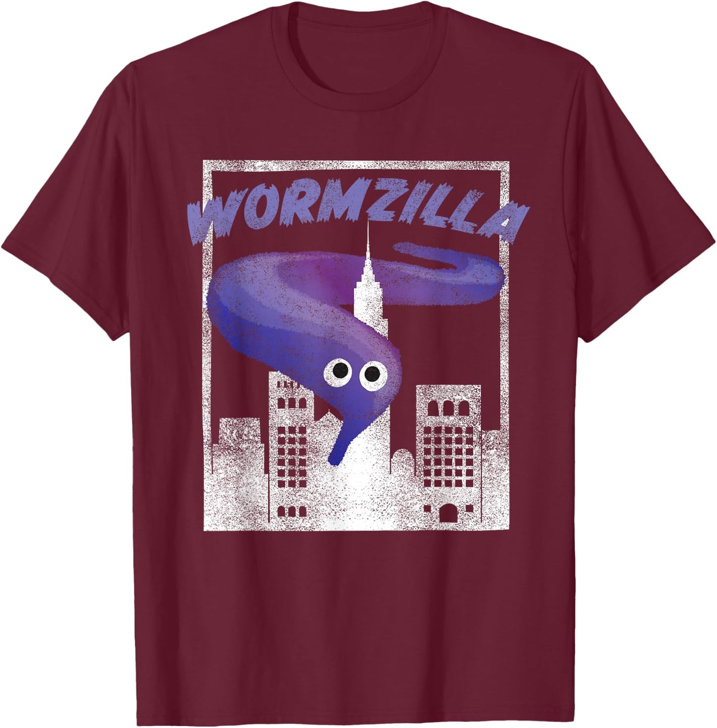 Worm On A String Meme Purple Wormzilla Retro Japanese Style T-Shirt - T-Shirt | Maroon