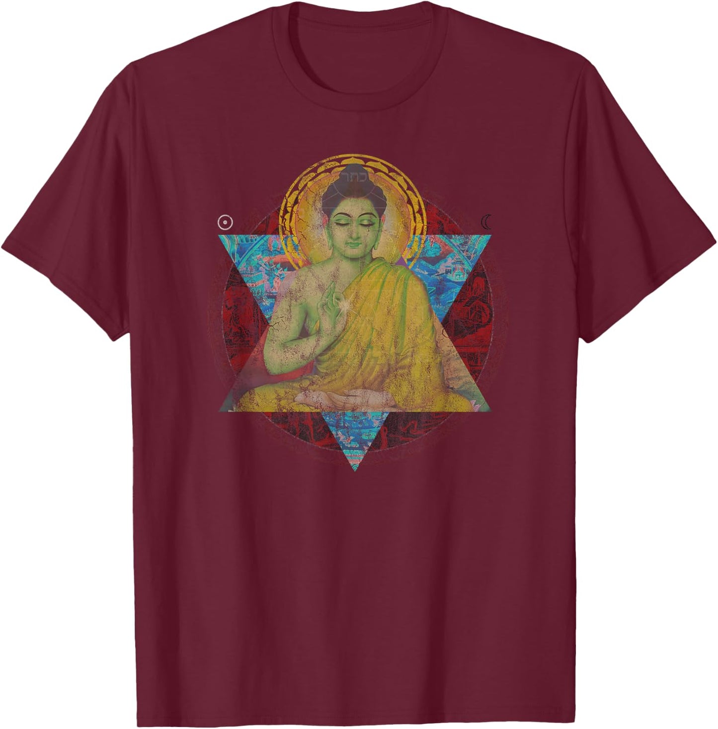 Yoga Buddhism Dharma Wheel Buddha Dharma Vintage Meditate T-Shirt - T-Shirt | Maroon