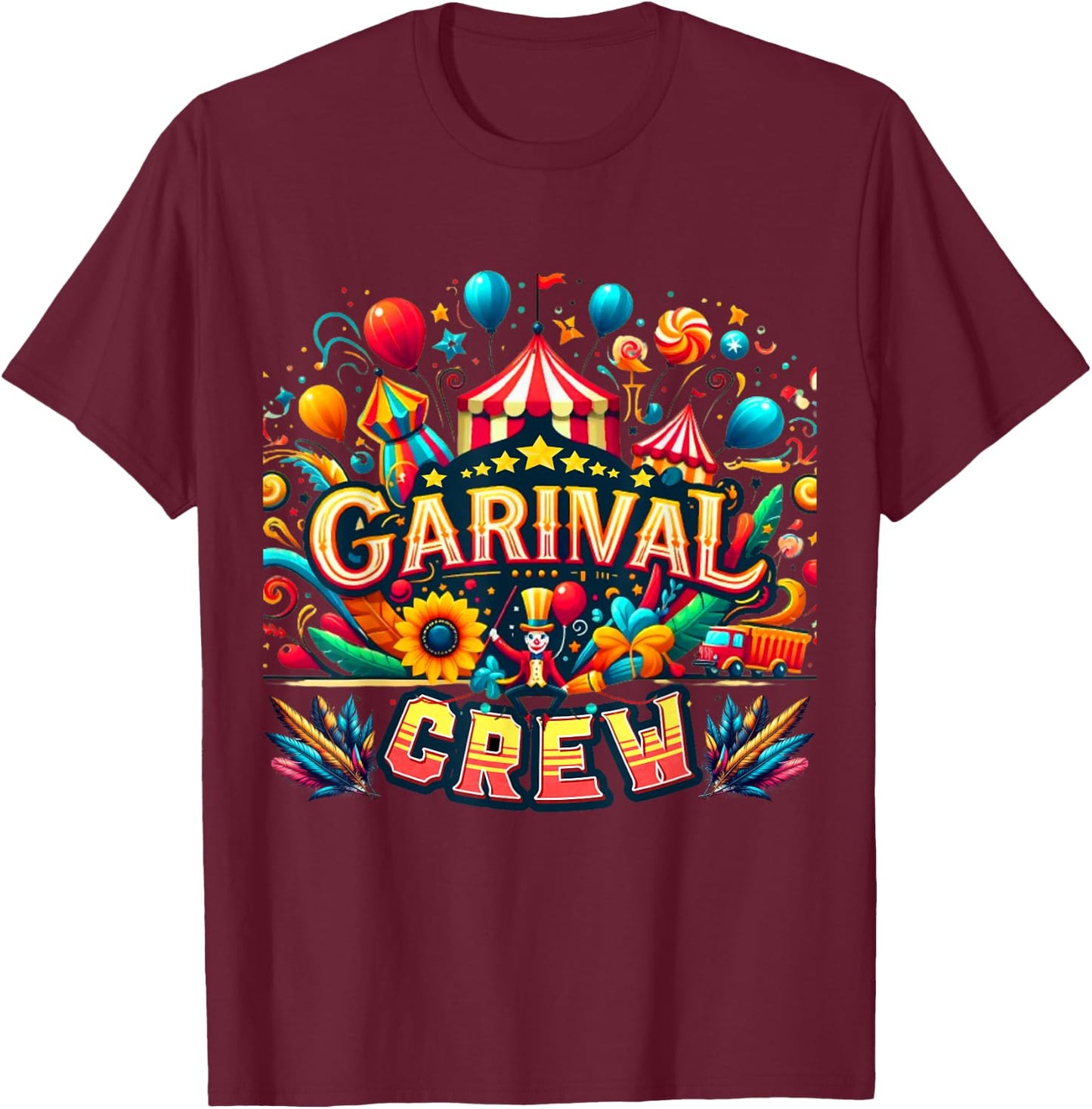 Carnival Crew Member – Funny Circus Costume Style T-Shirt - T-Shirt | Maroon