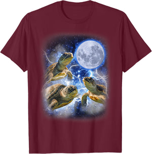 Three Sea Turtle Moon - 3 Magic Sea Turtles Cute Moon Parody T-Shirt - T-Shirt | Maroon